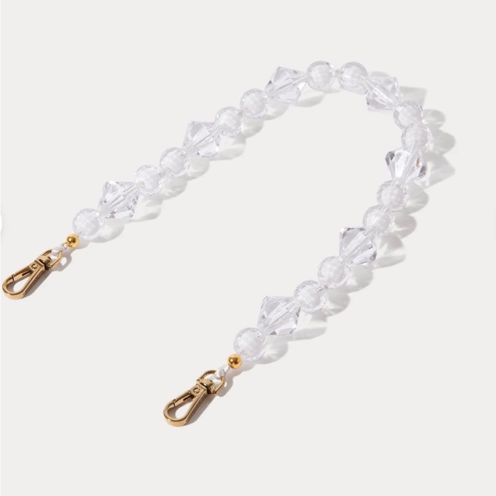 Bandolier Clear Beaded Phone Strap with Gold Accent - Picture 4 of 5